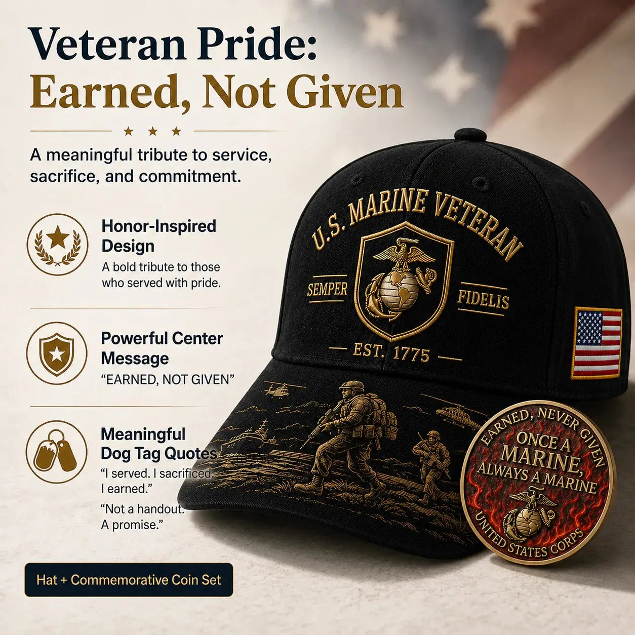 🤠🧢Kapa vječne vjernosti marinaca - klasična američka retro vezena bejzbolska kapa
