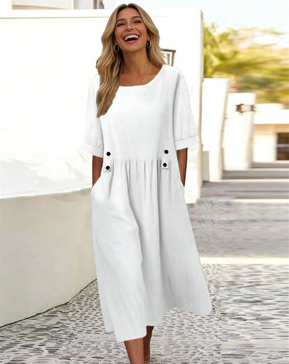 🌸👗【Proljetna rasprodaja 50%】🔥【S-3XL】Nova ležerna modna ženska ljetna haljina od pamuka i lana 2026., dostupna u više boja – prozračna i udobna