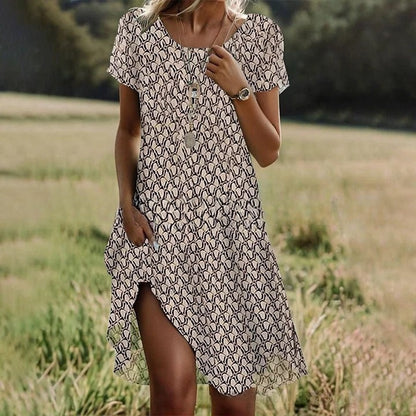 【50% popusta - zadnji dan】【Veličine: S-3XL】💖👗Nova ležerna haljina s okruglim izrezom i printom za proljeće/ljeto 2026.🌸🌞