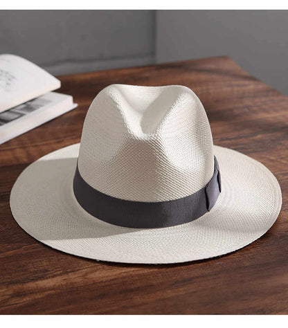 🌿 Специална оферта 【56-58 см】Ръчно изработена шапка от палма от Еквадор