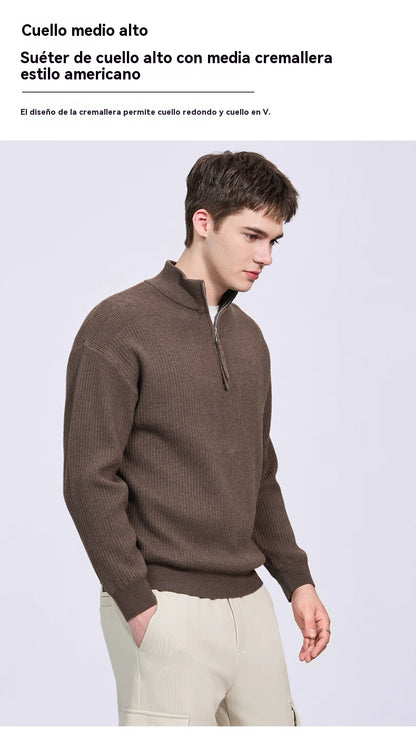 🔥🆕 Lanzamiento superventas con 40% de descuento 🧥✨ Suéter de punto con cremallera para hombre de talla grande, diseño simple y combinable.