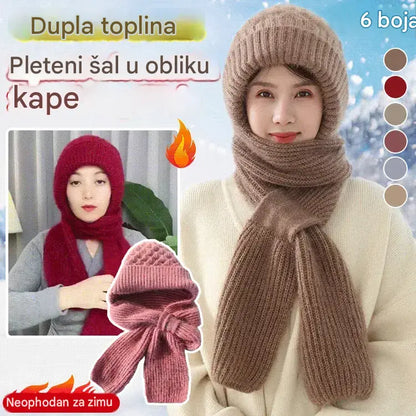 🔥【ŠEŠIR + ŠAL】🔥🐏 Visokokvalitetna, udobna, mekana i vjetrootporna kapuljača i šal s ugrađenom zaštitom za uši