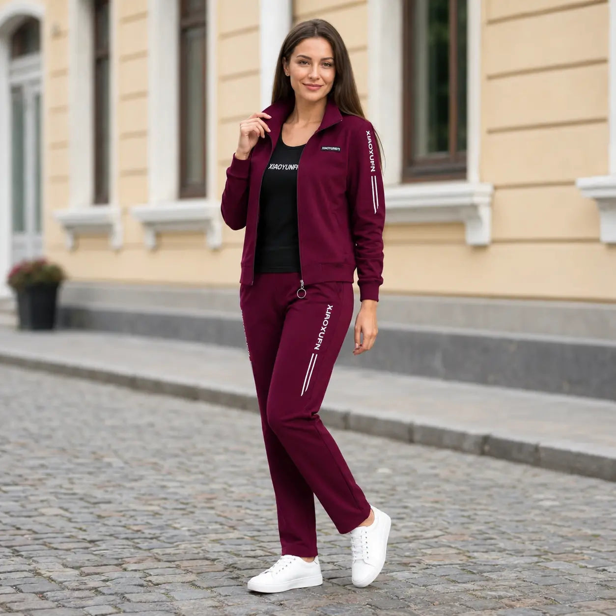 Elegancija i apsolutna udobnost! Elegantna trenirka od 3 dijela za žene (jakna s patentnim zatvaračem + majica + hlače / Veličine: M-6XL)! ✨
