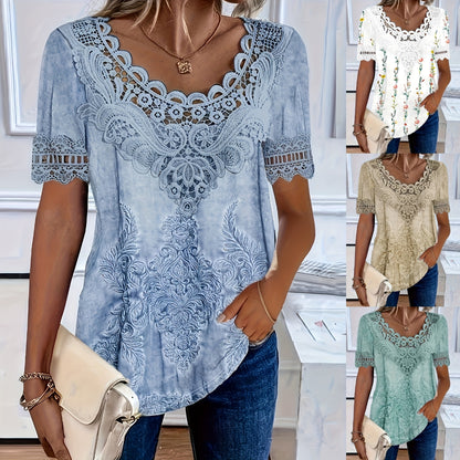 💖[S-6XL] Nova ljetna pamučna udobna i prozračna ženska elegantna ležerna majica s čipkom