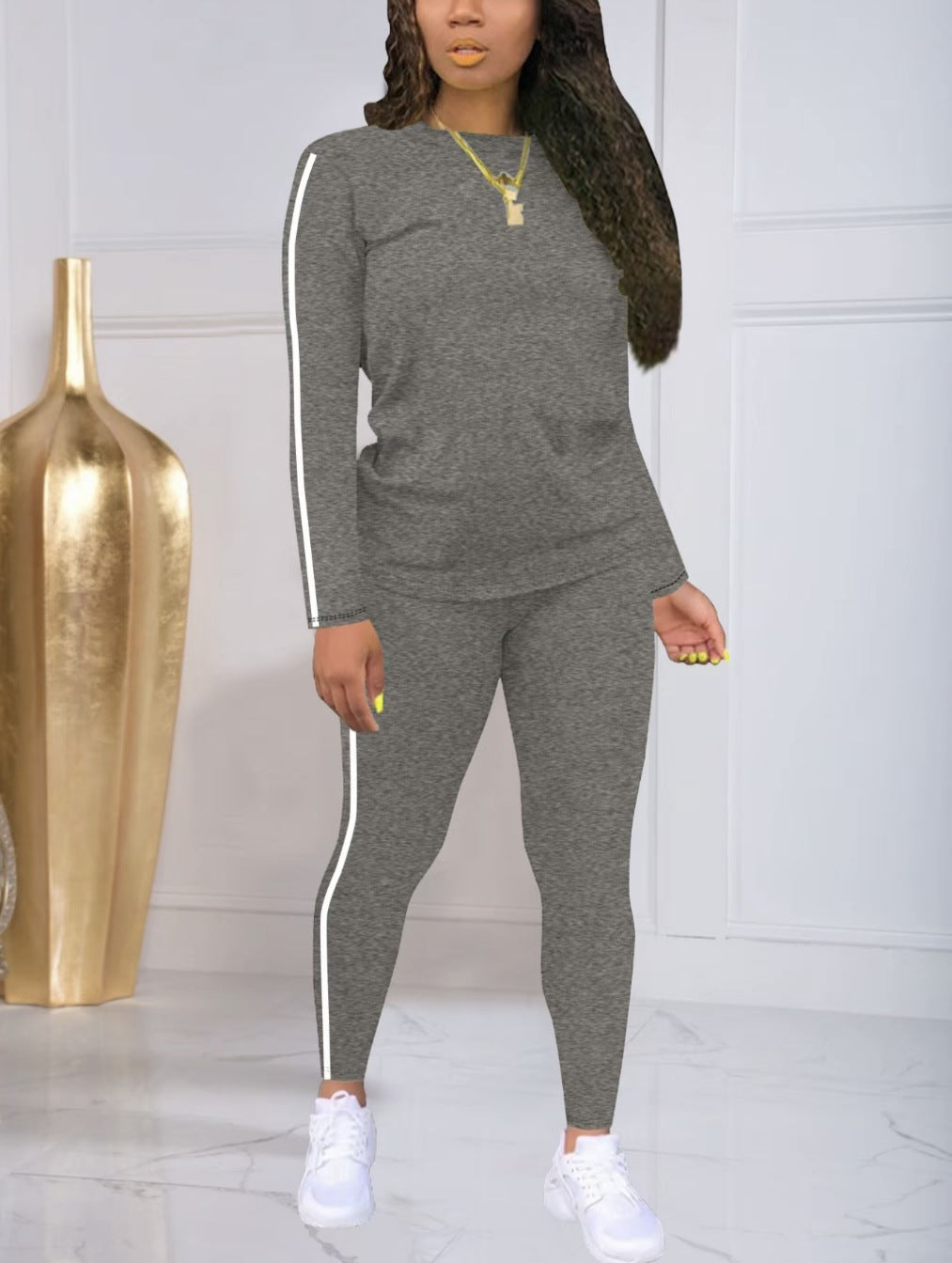 🍁Kupite jednu, a drugu dobivate gratis🍂 Ženski prugasti komplet u dvije dijela s dugim rukavima i hlačama, ležeran, moderan i udoban, idealan za svakodnevno nošenje vani.