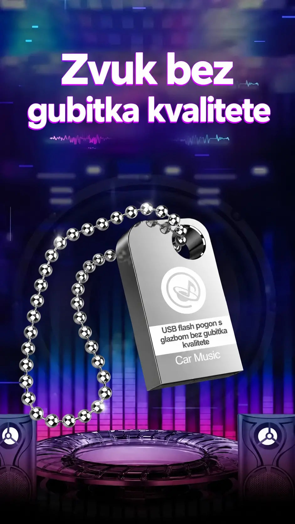 🚗🎵🎵【32 GB】【Glazbeni USB stick】sadrži 3000 pjesama, 200 glazbenih spotova i 6D zvučne efekte