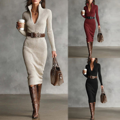 🎁Vestido elegante y entallado de manga larga confeccionado en puro algodón para mujer, estilo francés, irradia calidad.