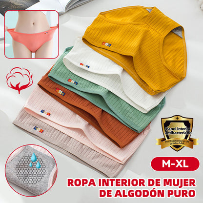 💓 (12 uds) Último día 40% de descuento — Bragas sencillas de cintura alta con efecto antibacteriano para mujer, aptas para peso de 35-65 kg