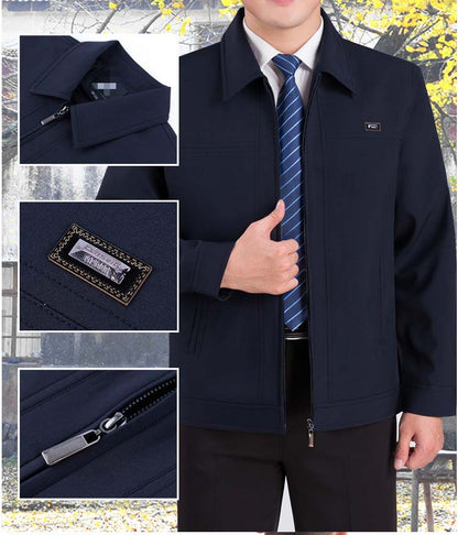 😎😎【L-4XL】🧥2026 Chaqueta clásica para hombre: cremallera lateral/botón, bien confeccionada, corte recto, ¡muy elegante!