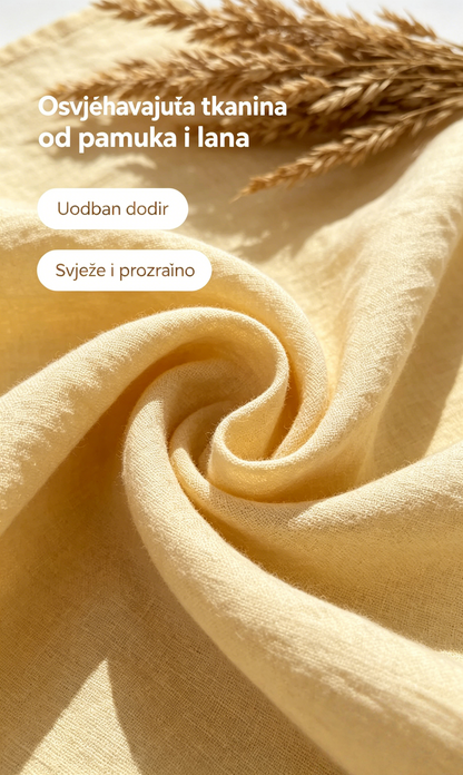 【S-3XL】Ženska haljina od pamuka i lana s puf rukavima i gumbima