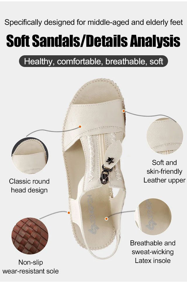 🔥🔥【Nuevos productos 40% de descuento】【35-43】Sandalias de nuevo estilo, planas de cuero, zapatos antideslizantes con suela suave 