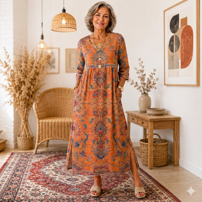 ✨Juliet | Boho vezena duga haljina: široki kroj koji vizualno stanjuje, elegantna i udobna za svaku figuru