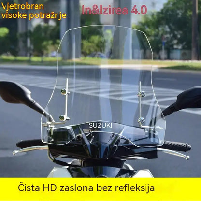 💥💥🏍️【Debljina 2,0 mm, visina 37 cm】Novi univerzalni vjetrobran za motocikle i električna vozila (model 2026.)