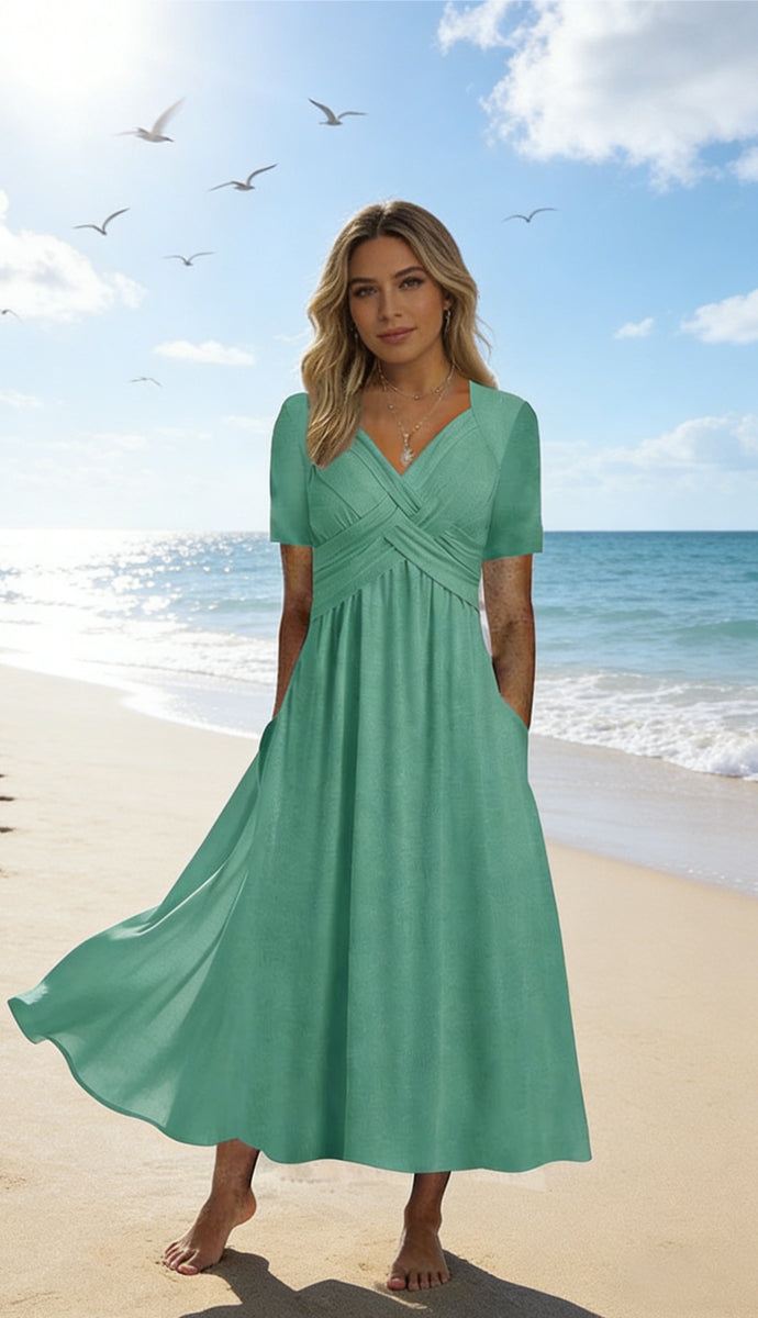 💥Rasprodaja!🔥 Visokokvalitetne haljine s 50% popusta! [S-5XL] Čisti pamuk, udobna, moderna ležerna midi haljina -