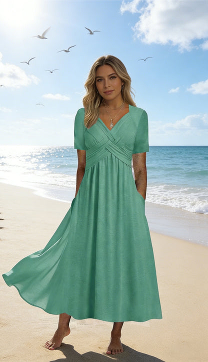 💥Rasprodaja!🔥 Visokokvalitetne haljine s 50% popusta! [S-5XL] Čisti pamuk, udobna, moderna ležerna midi haljina -