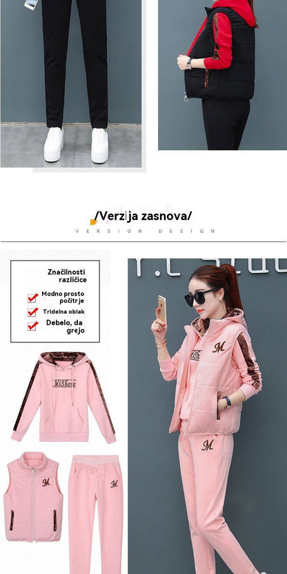 🔥💃Nova jesensko-zimska modna trenirka 【Hlače+Džemper+Prsluk】💖 Ženski športno-udobni komplet iz žameta – velike velikosti✨