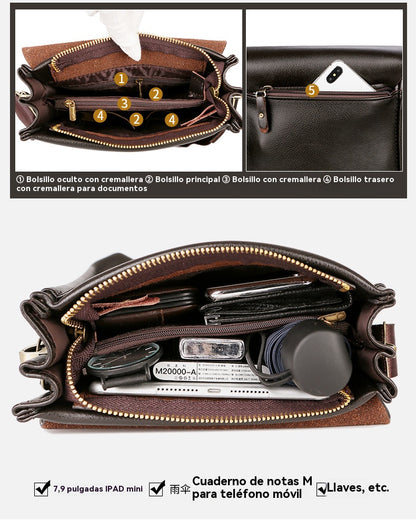 Bolso casual de piel de vacuno de moda para hombre