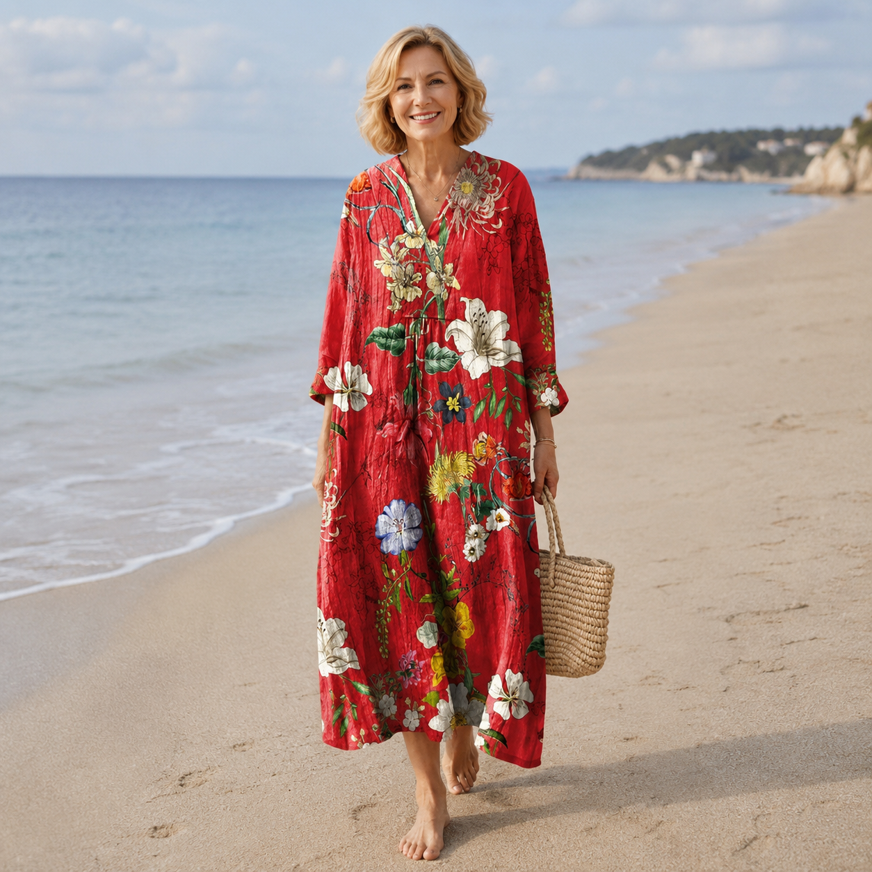 🌸Boho｜boemska haljina koja stanjuje figuru｜prekriva trbuh·naglašava siluetu·lagana i prozračna·idealna za odmor i putovanja【S-5XL】