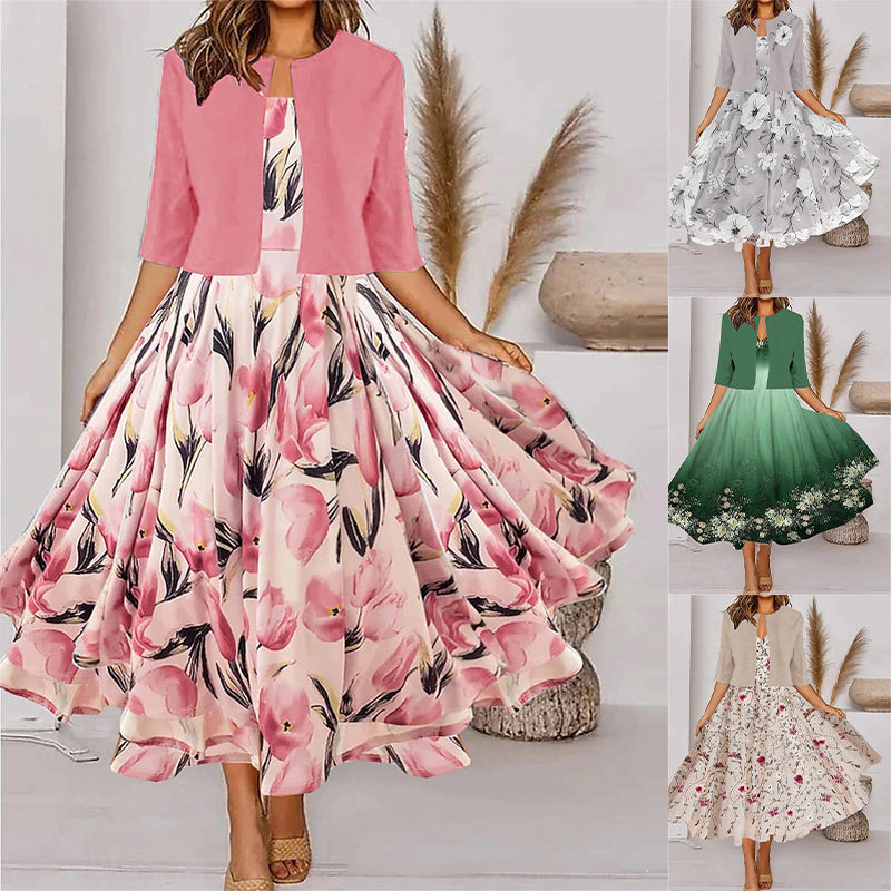 🔥💃【Proljetni novi dolazak】【S-3XL】Proljetna vila💚 Novi cvjetni set od dva dijela s haljinom i jaknom