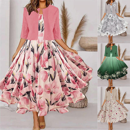 🔥💃【Proljetni novi dolazak】【S-3XL】Proljetna vila💚 Novi cvjetni set od dva dijela s haljinom i jaknom