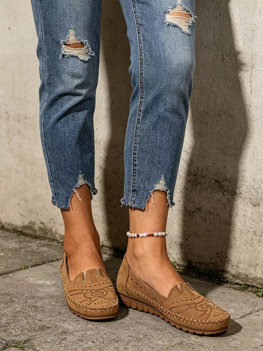【36-43】Retro stil perforiranih ležernih balerinki｜Mekani potplat, svakodnevna udobnost｜Slip-on, plus veličine
