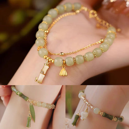 ✨🔥【Compra uno y llévate otro gratis】2 pulseras de oro 14K con jade Hetian