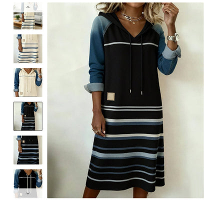 🔥❄️Nova kolekcija 50% popusta【S-3XL】👗Srednje duga široka haljina s kapuljačomModerna u blok bojama, udobna i svestrana✨Nova 2025.