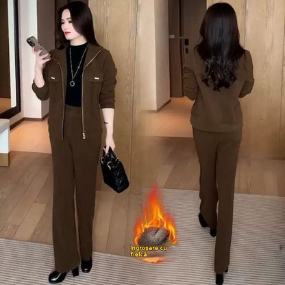 💖🔴🔥Kupite 1, dobite 1 gratis🔥💥【M-4XL】Ženske debele žametne obleke (jakna + hlače)