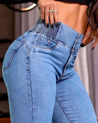 🔥2026 Nove visoko elastične ozke jeans hlače - mehke in udobne, srednje debeline, večje številke