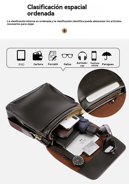 Bolso casual de piel de vacuno de moda para hombre