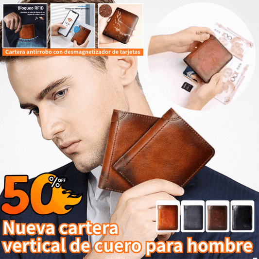 ¡Compra 1 y llévate 1 gratis!👝✨ Nueva cartera antirrobo de cuero genuino para hombre