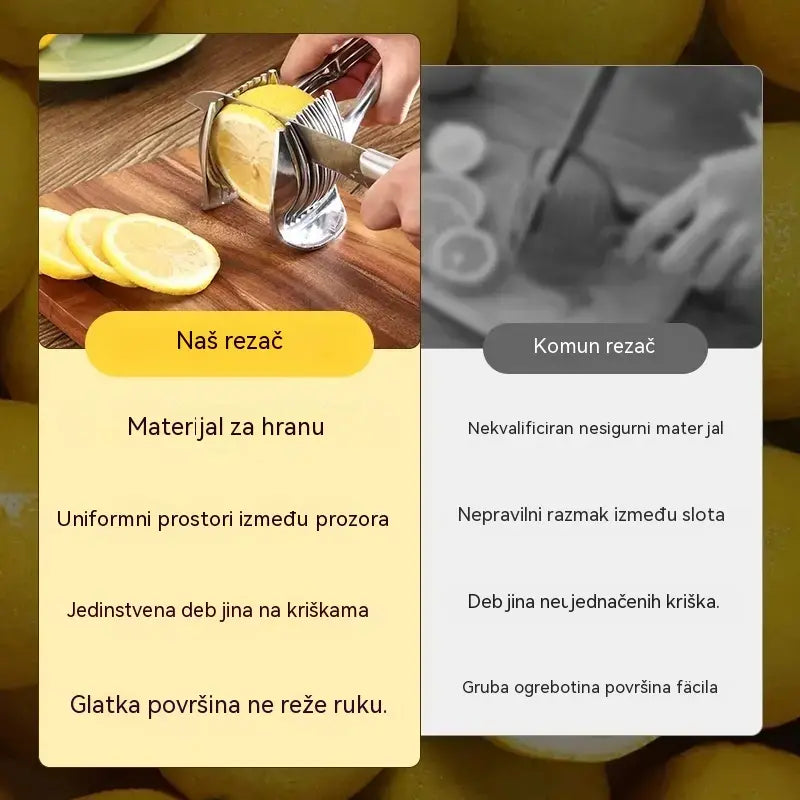 🍅 Ručni kuhinjski rezač od nehrđajućeg čelika | Jednostavno i ravnomjerno narežite rajčice, limune, luk i ostale sastojke - Besplatna dostava