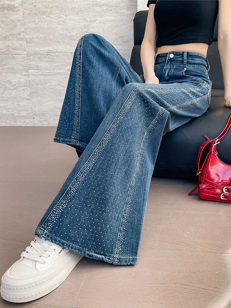 🌼【Proljetna akcija -49%】✨Nove proljetno-ljetne ženske traperice širokih nogavica s cirkonskim ukrasima, široki kroj, elegantan dizajn.