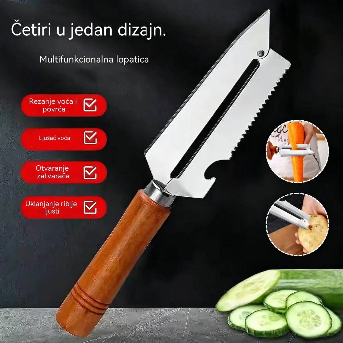 🥕 Kupite 2, dobijte 2 gratis! ✨ Višenamjenska kuhinjska gulilica: Izrađena od nehrđajućeg čelika s ergonomskom ručkom, idealna za voće, povrće i meso 🔪
