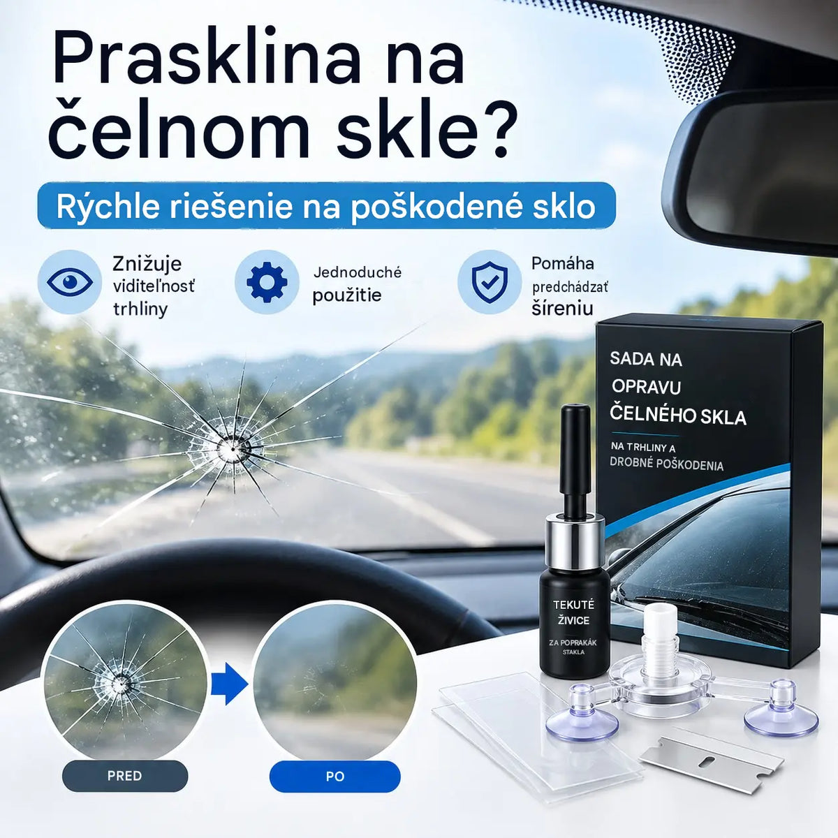 【3-dielna súprava】🚗 Tekutina na opravu prasklín – Lepidlo na odstránenie škrabancov a prasklín – Rýchla, jednoduchá a pohodlná oprava – Doprava zdarma