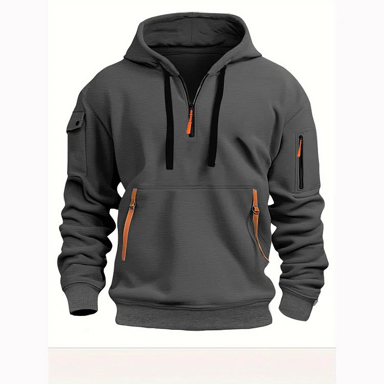 🌱👕【S-5XL】Nova muška sportska majica s kapuljačom, patentnim zatvaračem i više džepova - prikladna za proljetno i jesensko nošenje