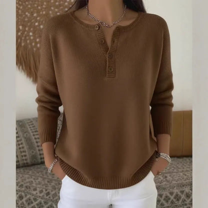 💟Último día: 50% de descuento ✨【S-2XL】Suéter de cuello en V de color sólido para mujer, suelto y casual