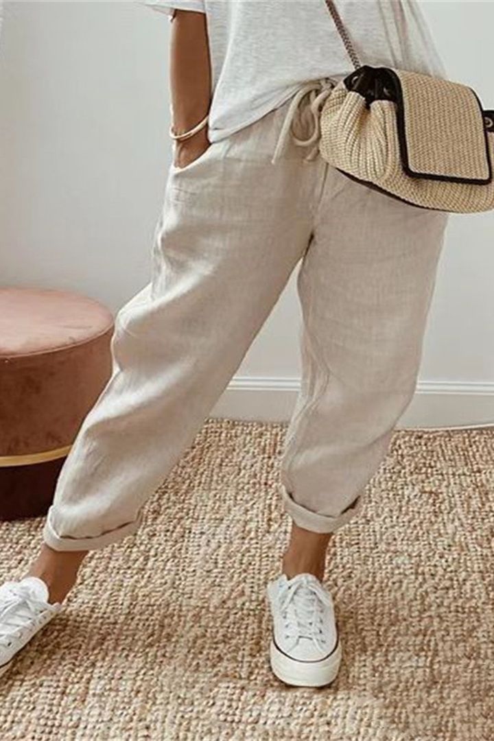 💕👏Último día de rebajas, 50% de descuento😍💕【S-5XL】Nuevos pantalones casuales de lino y algodón para mujer de verano 2026, disponibles en varios colores