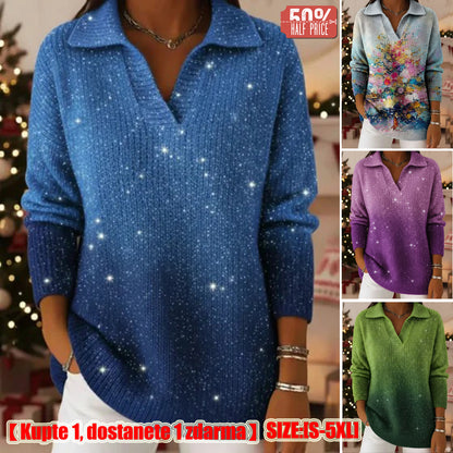 🔥Compra 1 y llévate 1 gratis🔥【S-5XL】Suéter de punto con estampado degradado de cielo estrellado de ensueño