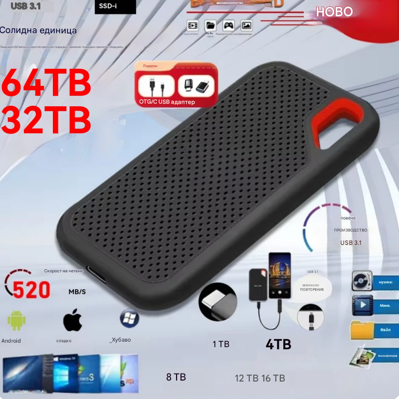 【Последен ден 🔥50% отстъпка】💥【128TB】 Високоскоростен мобилен твърд диск с голям капацитет