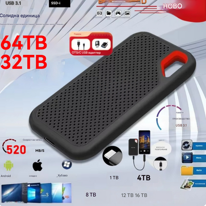 【Последен ден 🔥50% отстъпка】💥【128TB】 Високоскоростен мобилен твърд диск с голям капацитет
