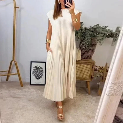 🔥❤️【50% POPUSTA】【S-3XL】Jednobojna plisirana haljina bez rukava