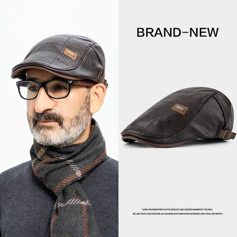 🧢【Kupite jedno, dobivate jedno besplatno】🔥 Muška kožna beretka 3 u 1 – elegantna, otporna na vodu i vjetar, s toplom unutrašnjosti