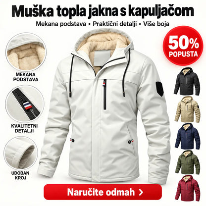 🎉【47% popusta】Muška vunena jakna s kapuljačom za jesen i zimu, topla za vanjske aktivnosti, vodootporna