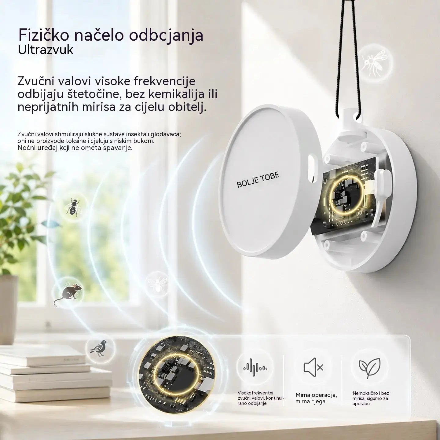 🔥【2 za samo 24 eura】🐦 Prijenosni ultrazvučni repelent za ptice | Automatski repelent za golubove, pogodan za balkone, vrtove i vanjske prostore