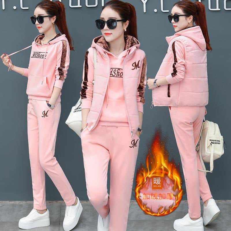🔥💃Nova jesensko-zimska modna trenirka 【Hlače+Džemper+Prsluk】💖 Ženski športno-udobni komplet iz žameta – velike velikosti✨