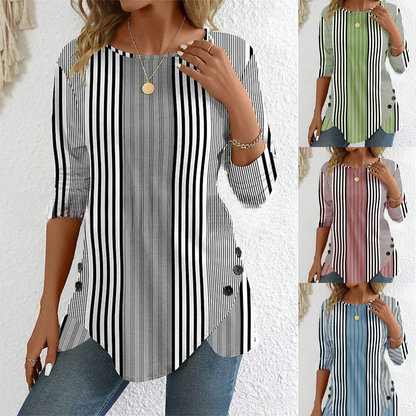 🔥【38% de descuento por tiempo limitado】【S-3XL】Nueva blusa estampada a rayas de primavera para mujer