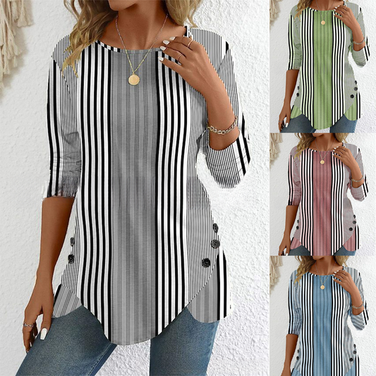 🔥【38% de descuento por tiempo limitado】【S-3XL】Nueva blusa estampada a rayas de primavera para mujer