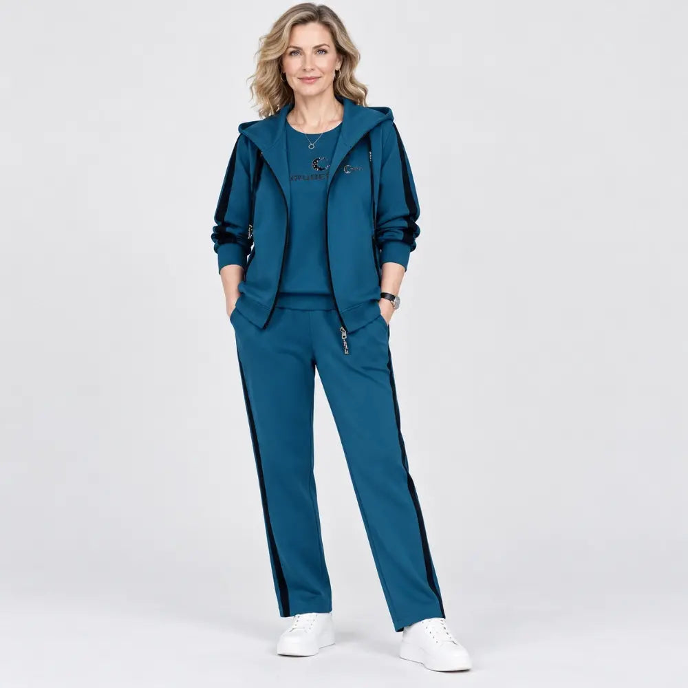 🎀💃【M-4XL】Ženski sportski komplet od 3 dijela, kvalitetna jakna s kapuljačom i patentnim zatvaračem, majica kratkih rukava i duge hlače