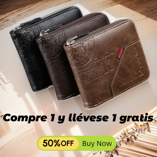 🎉Nuevo lanzamiento 43%🎉【Compra 1 y llévate 1 gratis】Cartera de mano multifuncional de cuero genuino suave para hombre
